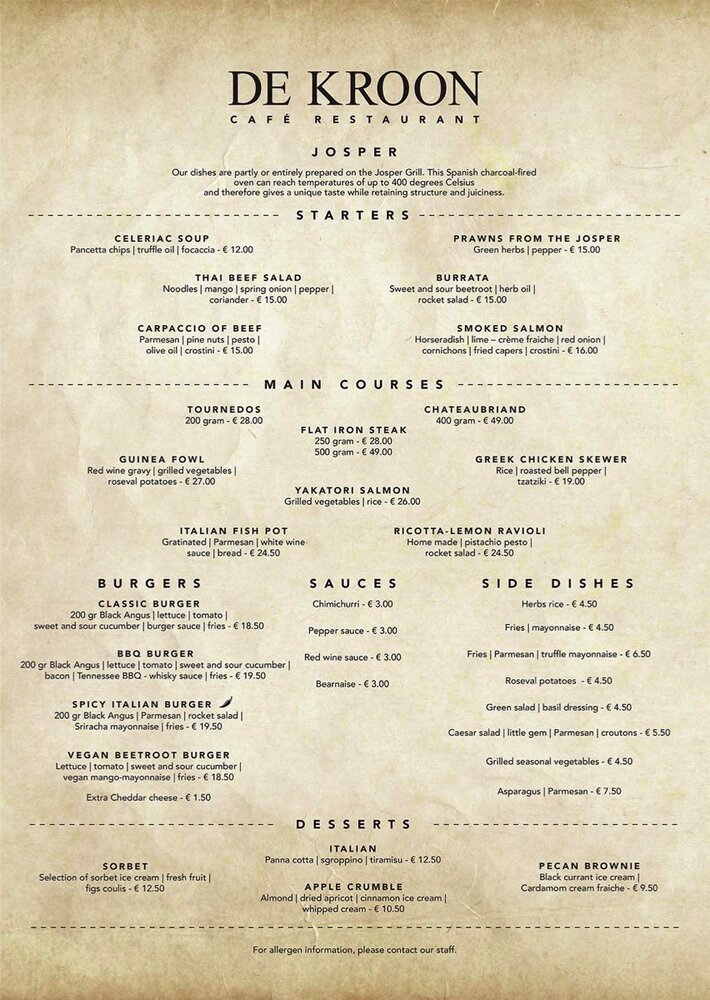 Dinner Menu